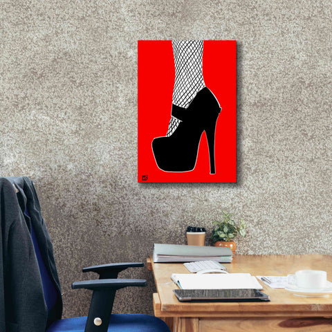 Image of 'Black heel on red' by Giuseppe Cristiano, Canvas Wall Art,18 x 26