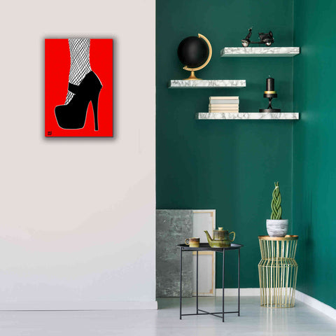 Image of 'Black heel on red' by Giuseppe Cristiano, Canvas Wall Art,18 x 26
