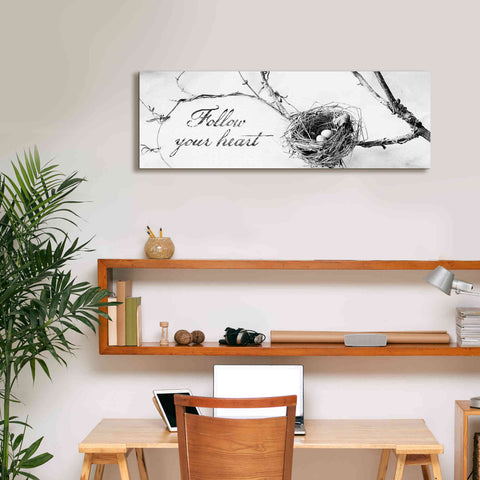 Image of 'Nest and Branch Follow Your Heart' by Debra Van Swearingen, Canvas Wall Art,36 x 12
