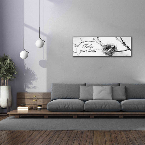Image of 'Nest and Branch Follow Your Heart' by Debra Van Swearingen, Canvas Wall Art,60 x 20