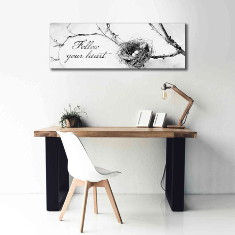 Image of 'Nest and Branch Follow Your Heart' by Debra Van Swearingen, Canvas Wall Art,60 x 20