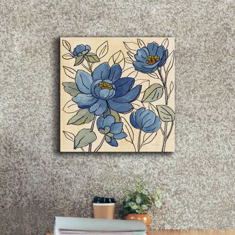 Image of 'Spring Lace Floral IV Dark Blue' by Silvia Vassileva, Canvas Wall Art,18 x 18