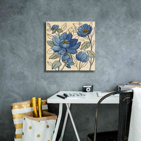 Image of 'Spring Lace Floral IV Dark Blue' by Silvia Vassileva, Canvas Wall Art,18 x 18