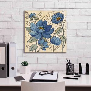 'Spring Lace Floral IV Dark Blue' by Silvia Vassileva, Canvas Wall Art,18 x 18