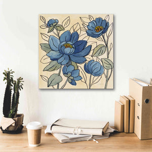 'Spring Lace Floral IV Dark Blue' by Silvia Vassileva, Canvas Wall Art,18 x 18