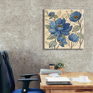 'Spring Lace Floral IV Dark Blue' by Silvia Vassileva, Canvas Wall Art,26 x 26