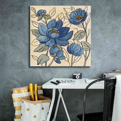 Image of 'Spring Lace Floral IV Dark Blue' by Silvia Vassileva, Canvas Wall Art,26 x 26