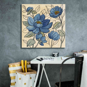 'Spring Lace Floral IV Dark Blue' by Silvia Vassileva, Canvas Wall Art,26 x 26