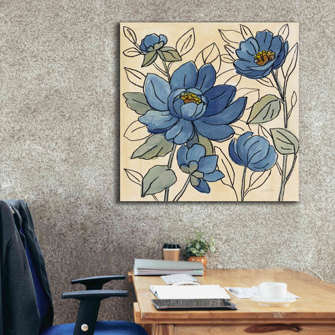 Image of 'Spring Lace Floral IV Dark Blue' by Silvia Vassileva, Canvas Wall Art,37 x 37