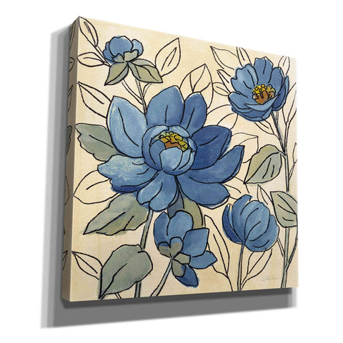 Image of 'Spring Lace Floral IV Dark Blue' by Silvia Vassileva, Canvas Wall Art,12x12x1.1x0,18x18x1.1x0,26x26x1.74x0,37x37x1.74x0