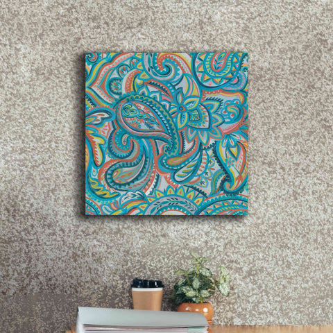 Image of 'Emerald Paisley Pattern III' by Silvia Vassileva, Canvas Wall Art,18 x 18