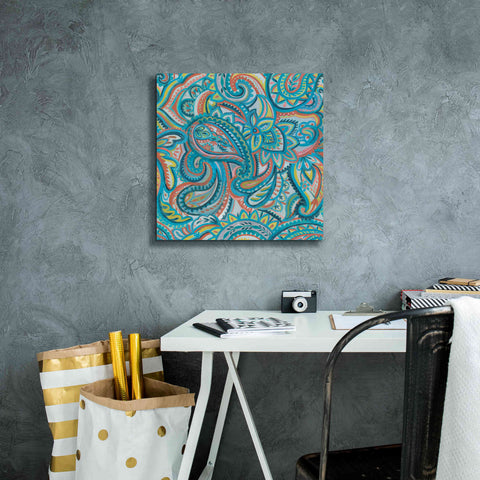 Image of 'Emerald Paisley Pattern III' by Silvia Vassileva, Canvas Wall Art,18 x 18