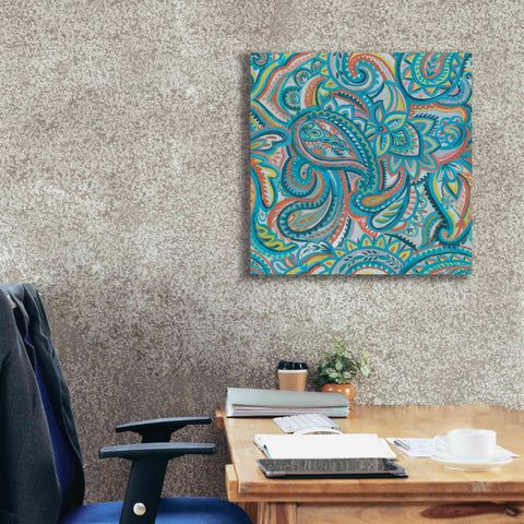 Image of 'Emerald Paisley Pattern III' by Silvia Vassileva, Canvas Wall Art,26 x 26