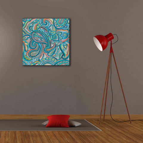 Image of 'Emerald Paisley Pattern III' by Silvia Vassileva, Canvas Wall Art,26 x 26