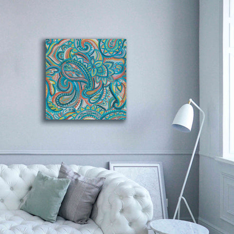 Image of 'Emerald Paisley Pattern III' by Silvia Vassileva, Canvas Wall Art,37 x 37