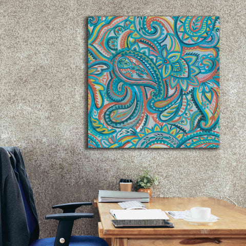 Image of 'Emerald Paisley Pattern III' by Silvia Vassileva, Canvas Wall Art,37 x 37