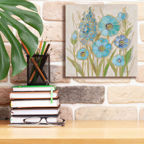 Image of 'Opalescent Floral I Blue' by Silvia Vassileva, Canvas Wall Art,12 x 12