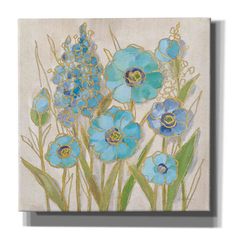 Image of 'Opalescent Floral I Blue' by Silvia Vassileva, Canvas Wall Art,12x12x1.1x0,18x18x1.1x0,26x26x1.74x0,37x37x1.74x0