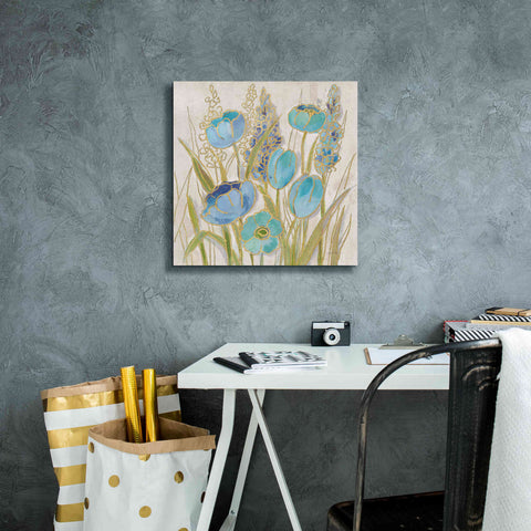 Image of 'Opalescent Floral II Blue' by Silvia Vassileva, Canvas Wall Art,18 x 18