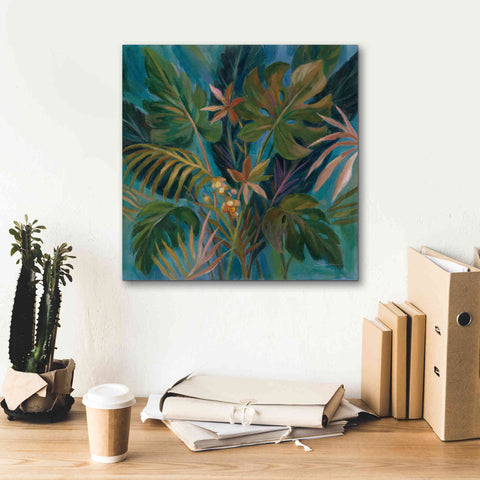 Image of Epic Art 'Midnight Tropical Leaves' by Silvia Vassileva, Canvas Wall Art,18 x 18