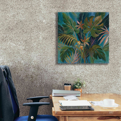 Image of Epic Art 'Midnight Tropical Leaves' by Silvia Vassileva, Canvas Wall Art,26 x 26