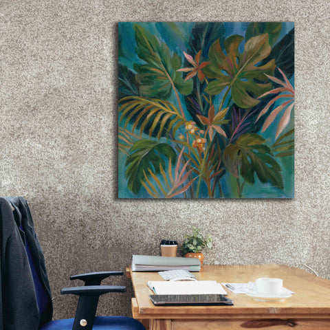 Image of Epic Art 'Midnight Tropical Leaves' by Silvia Vassileva, Canvas Wall Art,37 x 37