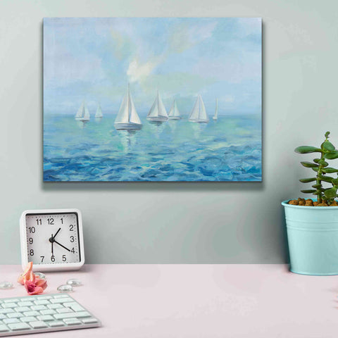Image of Epic Art 'Boats in the Haze' by Silvia Vassileva, Canvas Wall Art,16 x 12