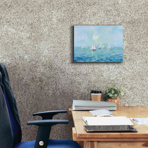 Image of Epic Art 'Boats in the Haze' by Silvia Vassileva, Canvas Wall Art,16 x 12