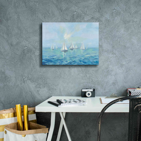 Image of Epic Art 'Boats in the Haze' by Silvia Vassileva, Canvas Wall Art,16 x 12
