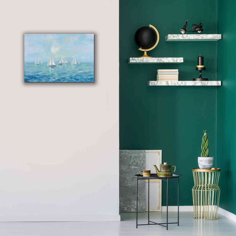 Image of Epic Art 'Boats in the Haze' by Silvia Vassileva, Canvas Wall Art,26 x 18
