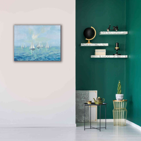 Image of Epic Art 'Boats in the Haze' by Silvia Vassileva, Canvas Wall Art,34 x 26