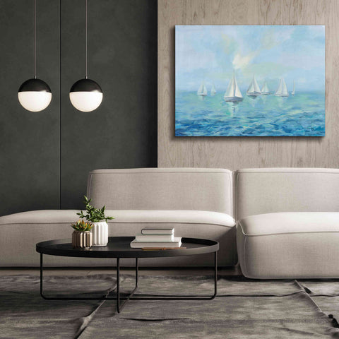 Image of Epic Art 'Boats in the Haze' by Silvia Vassileva, Canvas Wall Art,54 x 40