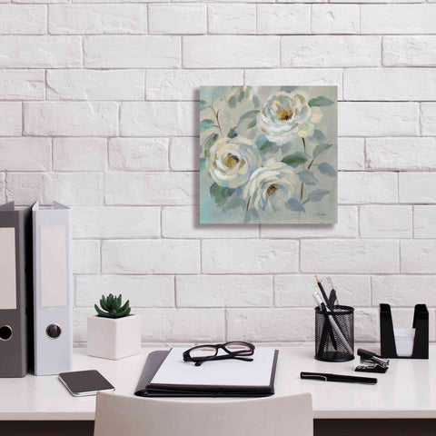 Image of 'Blue Gray Floral' by Silvia Vassileva, Canvas Wall Art,12 x 12