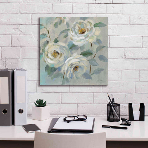 Image of 'Blue Gray Floral' by Silvia Vassileva, Canvas Wall Art,18 x 18