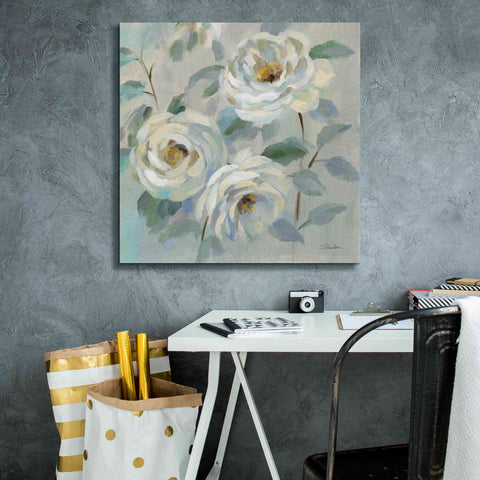 Image of 'Blue Gray Floral' by Silvia Vassileva, Canvas Wall Art,26 x 26