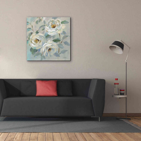 Image of 'Blue Gray Floral' by Silvia Vassileva, Canvas Wall Art,37 x 37