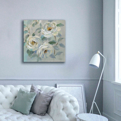 Image of 'Blue Gray Floral' by Silvia Vassileva, Canvas Wall Art,37 x 37