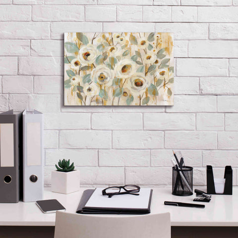 Image of 'White Gold and Sage Floral' by Silvia Vassileva, Canvas Wall Art,18 x 12