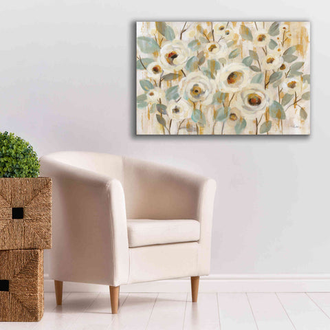 Image of 'White Gold and Sage Floral' by Silvia Vassileva, Canvas Wall Art,40 x 26