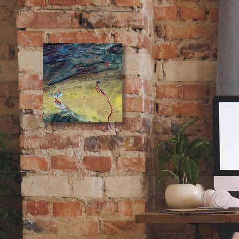 Image of 'Earth as Art: Crimson Streams,' Canvas Wall Art,12 x 12