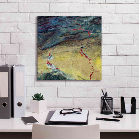 Image of 'Earth as Art: Crimson Streams,' Canvas Wall Art,18 x 18