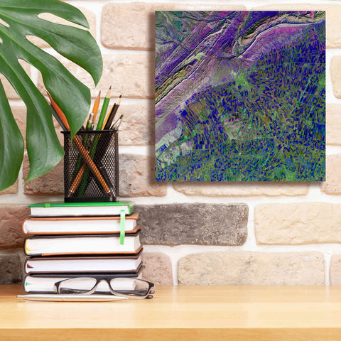 Image of 'Earth as Art: Deep Blue Cubism,' Canvas Wall Art,12 x 12