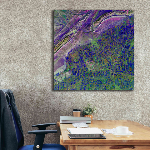 Image of 'Earth as Art: Deep Blue Cubism,' Canvas Wall Art,37 x 37