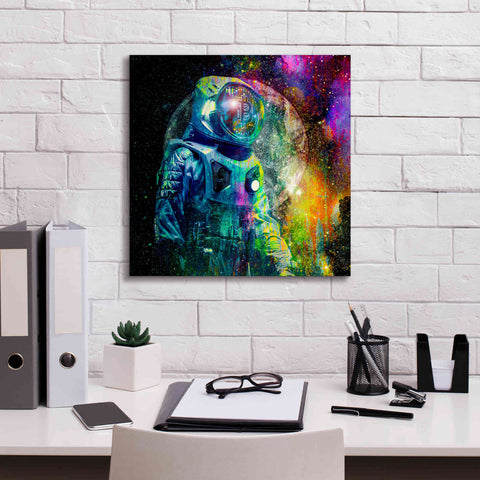 Image of 'BTC Bitcoin Moonlanding,' Canvas Wall Art,18 x 18