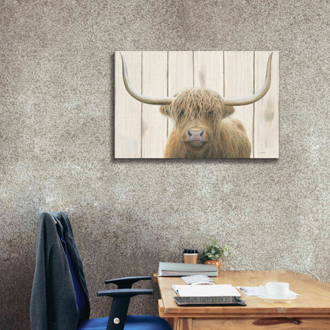 Image of 'Highland Cow Shiplap' by James Wiens, Canvas Wall Art,40 x 26