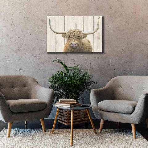 Image of 'Highland Cow Shiplap' by James Wiens, Canvas Wall Art,40 x 26