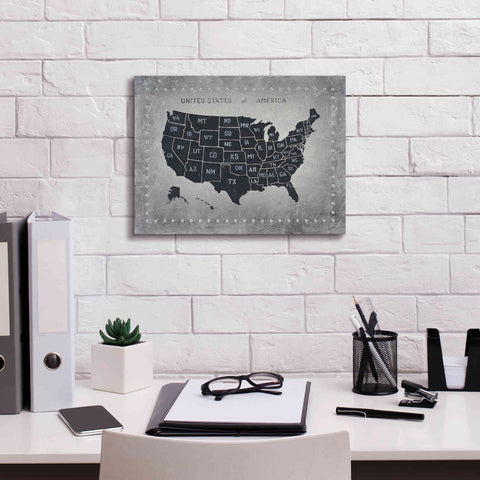 Image of 'Riveting USA Map' by James Wiens, Canvas Wall Art,16 x 12