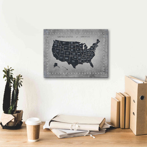 Image of 'Riveting USA Map' by James Wiens, Canvas Wall Art,16 x 12