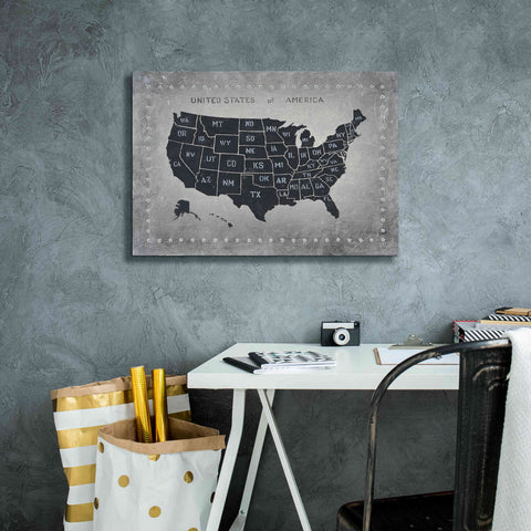 Image of 'Riveting USA Map' by James Wiens, Canvas Wall Art,26 x 18