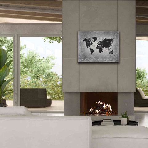 Image of 'Riveting World Map' by James Wiens, Canvas Wall Art,34 x 26